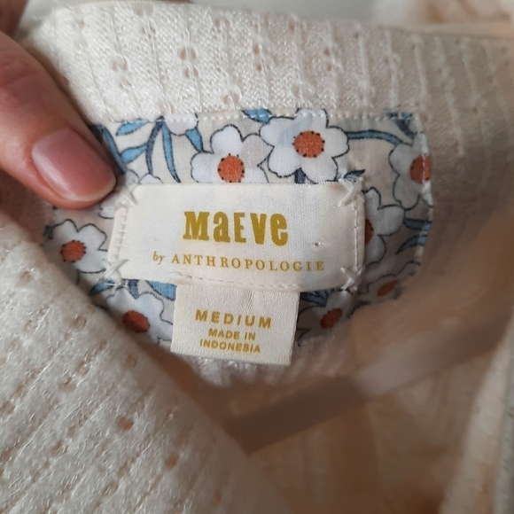 Anthropologie Maeve Cream Addie Ruffled Hacci Pullover M - Picture 6 of 8